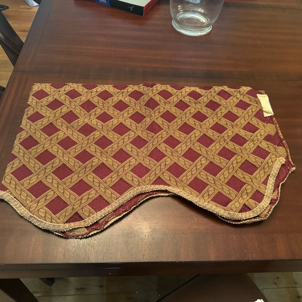 Red & Gold Jacquard Valances (4)